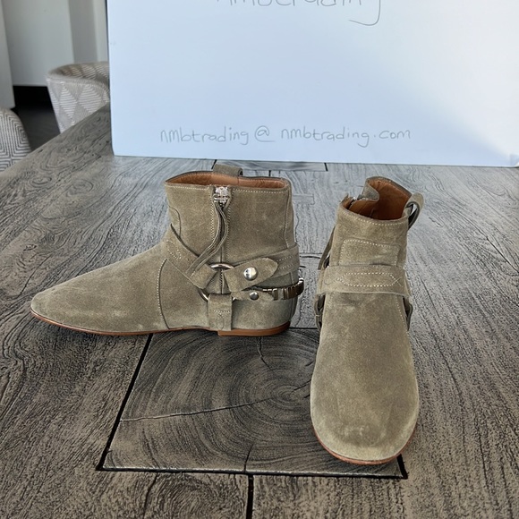 Isabel Marant Etoile faded olive green 7M(37) leather straps ankle hi boots - Picture 13 of 16